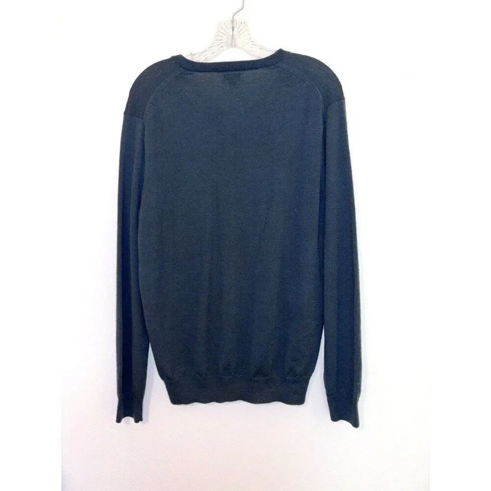 J.Crew Men’s Sweater Medium  Teal100% Italian Merino Wool V Neck Long Sleeve